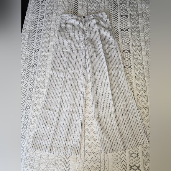 Madewell Pants - NWT Madewell The Zoe Striped Wide-Leg 100% Linen Pants Sz 6
